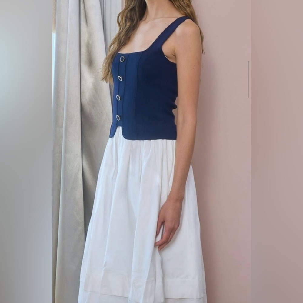 NWT💥Moon River Elegant Navy and White dress, medium - Picture 2 of 4